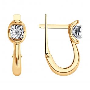 Золотые серьги SOKOLOV с бриллиантом 1021844 фото