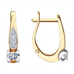 Золотые серьги SOKOLOV с бриллиантом 1021847 фото