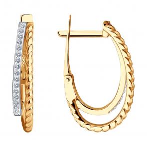 Золотые серьги SOKOLOV с бриллиантом 1021855 фото