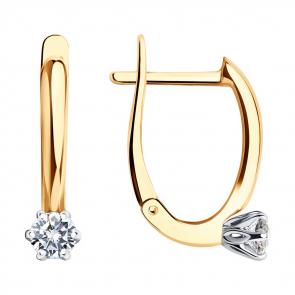 Золотые серьги SOKOLOV с бриллиантом выращенным 1021858-5 фото