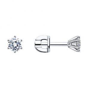 Серьги из белого золота SOKOLOV с бриллиантом 1021860-3-66 фото