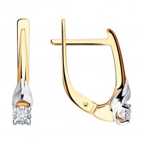 Золотые серьги SOKOLOV с бриллиантом 1021863 фото