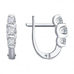 Серьги из белого золота SOKOLOV с бриллиантом 1021864-3 фото