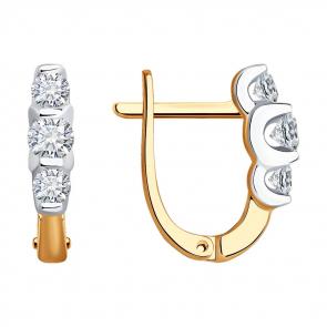 Золотые серьги SOKOLOV с бриллиантом 1021864 фото