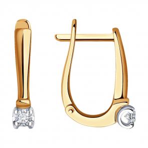 Золотые серьги SOKOLOV с бриллиантом 1021866 фото