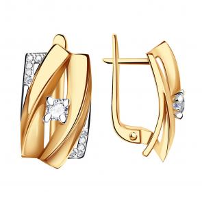 Золотые серьги Александра с бриллиантом 1021883сбк фото