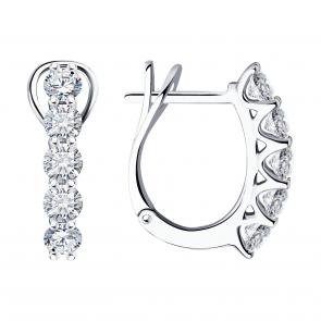 Серьги из белого золота SOKOLOV с бриллиантом выращенным 1021884-3-5 фото