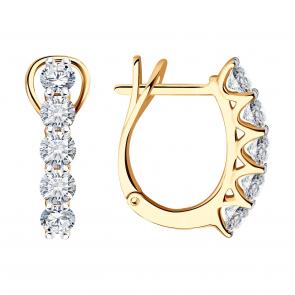 Золотые серьги SOKOLOV с бриллиантом выращенным 1021884-5 фото