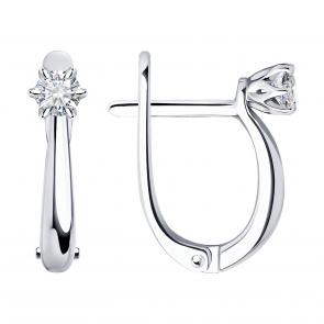 Серьги из белого золота SOKOLOV с бриллиантом выращенным 1021890-3-5 фото