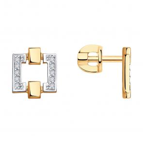 Золотые серьги SOKOLOV с бриллиантом 1021903 фото