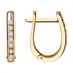 Золотые серьги SOKOLOV с бриллиантом 1021921 фото