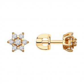 Золотые серьги SOKOLOV с бриллиантом 1021936 фото