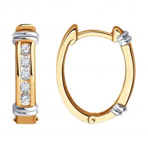 Золотые серьги SOKOLOV с бриллиантом 1021938 фото