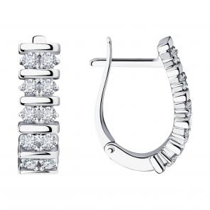 Серьги из белого золота SOKOLOV с бриллиантом выращенным 1021940-3-5 фото