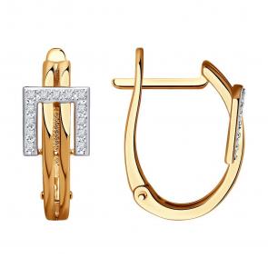 Золотые серьги SOKOLOV с бриллиантом 1021948 фото