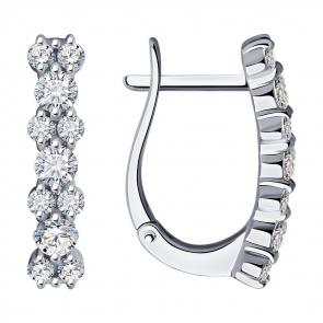 Серьги из белого золота SOKOLOV с бриллиантом выращенным 1021950-3-5 фото