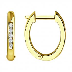 Серьги из лимонного золота SOKOLOV с бриллиантом 1021951-2 фото