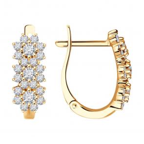 Золотые серьги SOKOLOV с бриллиантом 1021954 фото