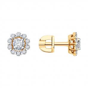 Золотые серьги SOKOLOV с бриллиантом выращенным 1021974-5 фото