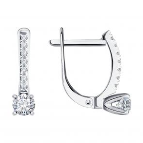 Серьги из белого золота SOKOLOV с бриллиантом выращенным 1021978-3-5 фото