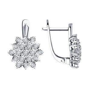 Серьги из белого золота SOKOLOV с бриллиантом 1021980-3 фото
