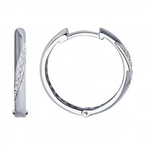 Серьги из белого золота SOKOLOV с бриллиантом 1021981-3 фото