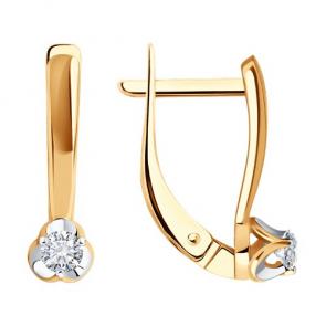 Золотые серьги SOKOLOV с бриллиантом 1022002 фото