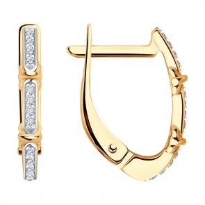 Золотые серьги SOKOLOV с бриллиантом 1022008 фото