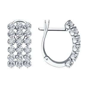 Серьги из белого золота SOKOLOV с бриллиантом 1022010-3 фото