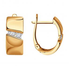 Золотые серьги SOKOLOV с бриллиантом 1022017 фото