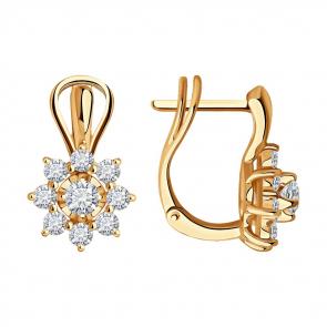 Золотые серьги SOKOLOV с бриллиантом 1022019 фото