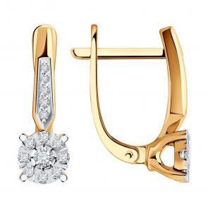 Золотые серьги SOKOLOV с бриллиантом 1022025 фото