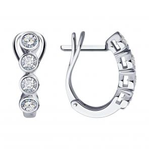 Серьги из белого золота SOKOLOV с бриллиантом выращенным 1022030-3-5 фото