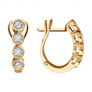 Золотые серьги SOKOLOV с бриллиантом 1022030 фото