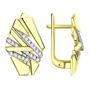 Серьги из лимонного золота Александра с бриллиантом 1022033сл фото