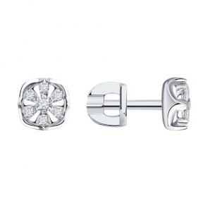 Серьги из белого золота SOKOLOV с бриллиантом 1022039-3 фото