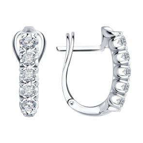 Серьги из белого золота SOKOLOV с бриллиантом 1022050-3 фото