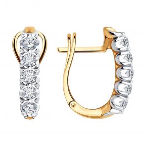 Золотые серьги SOKOLOV с бриллиантом 1022050 фото