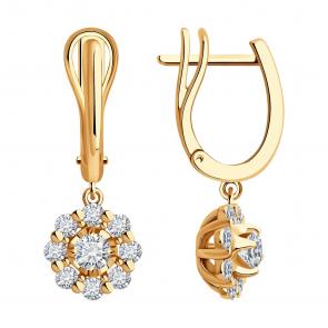 Золотые серьги SOKOLOV с бриллиантом 1022060 фото