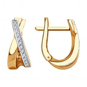 Золотые серьги SOKOLOV с бриллиантом 1022065 фото