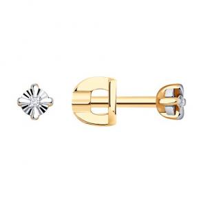 Золотые серьги SOKOLOV с бриллиантом 1022074 фото