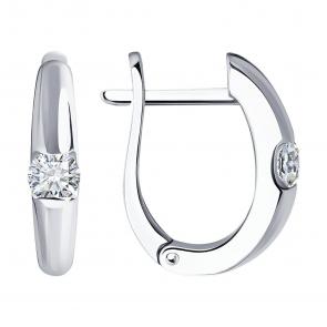 Серьги из белого золота SOKOLOV с бриллиантом 1022078-3 фото