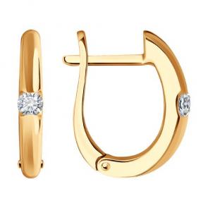 Золотые серьги SOKOLOV с бриллиантом 1022079 фото