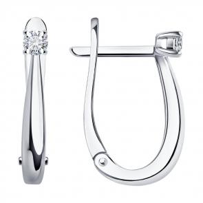 Серьги из белого золота SOKOLOV с бриллиантом 1022083-3 фото