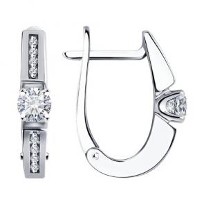 Серьги из белого золота SOKOLOV с бриллиантом 1022093-3 фото