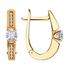 Золотые серьги SOKOLOV с бриллиантом 1022093 фото