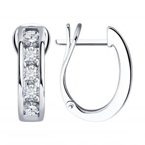 Серьги из белого золота SOKOLOV с бриллиантом выращенным 1022094-3-5 фото