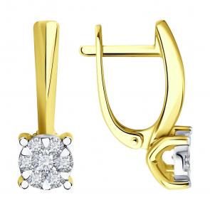 Серьги из лимонного золота SOKOLOV с бриллиантом 1022102-2 фото