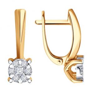 Золотые серьги SOKOLOV с бриллиантом 1022102 фото