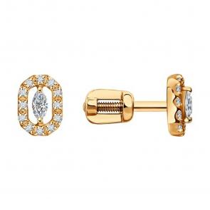 Золотые серьги SOKOLOV с бриллиантом 1022109 фото